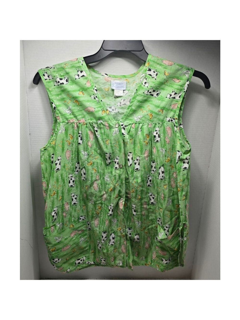 Women's Premier Intimates Green & White Farm Animal Pajama Top M